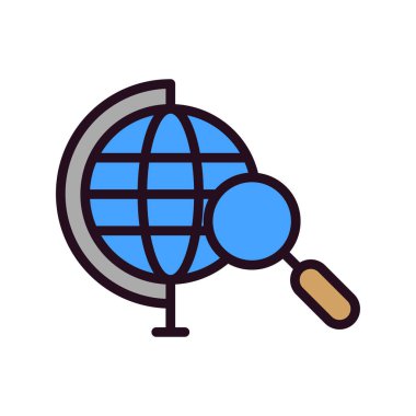 Büyüteç cam vektör çizimine sahip küresel küre. Aranıyor 