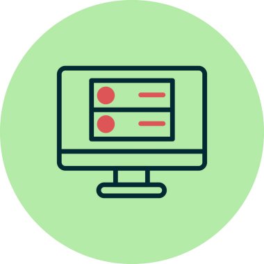 Bilgisayar. Web simgesi basit bir illüstrasyon. Sunucu 