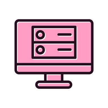 Bilgisayar. Web simgesi basit bir illüstrasyon. Sunucu 