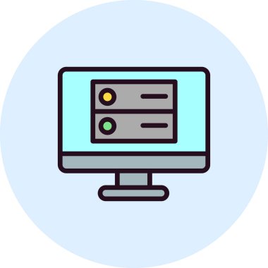 Bilgisayar. Web simgesi basit bir illüstrasyon. Sunucu 