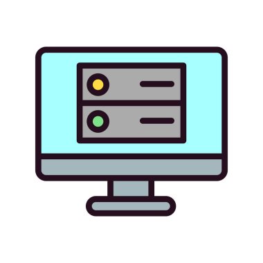 Bilgisayar. Web simgesi basit bir illüstrasyon. Sunucu 