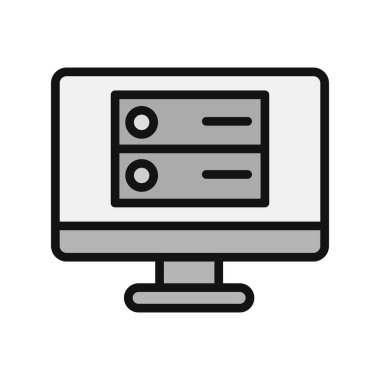 Bilgisayar. Web simgesi basit bir illüstrasyon. Sunucu 