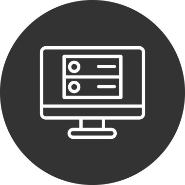 Bilgisayar. Web simgesi basit bir illüstrasyon. Sunucu 