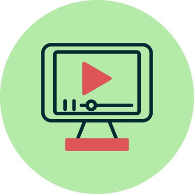 Bilgisayar. Web simgesi basit bir illüstrasyon. video oynatıcı 