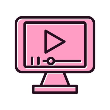 Bilgisayar. Web simgesi basit bir illüstrasyon. video oynatıcı 