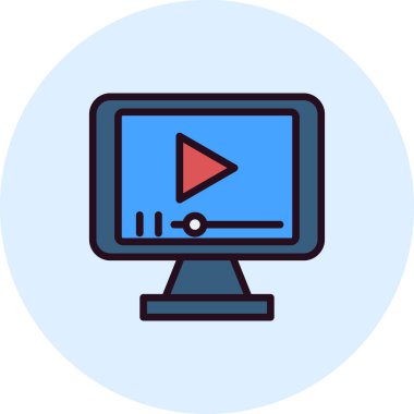 Bilgisayar. Web simgesi basit bir illüstrasyon. video oynatıcı 