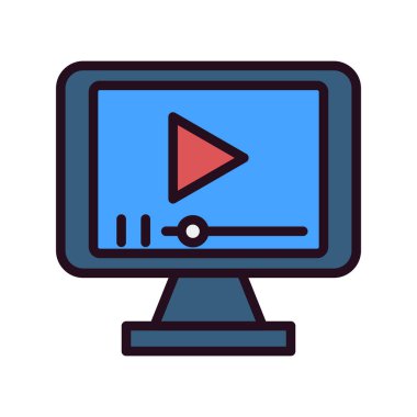 Bilgisayar. Web simgesi basit bir illüstrasyon. video oynatıcı 