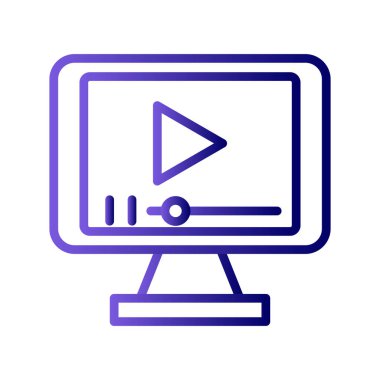 Bilgisayar. Web simgesi basit bir illüstrasyon. video oynatıcı 