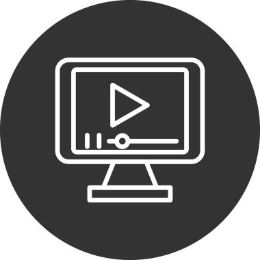 Bilgisayar. Web simgesi basit bir illüstrasyon. video oynatıcı 