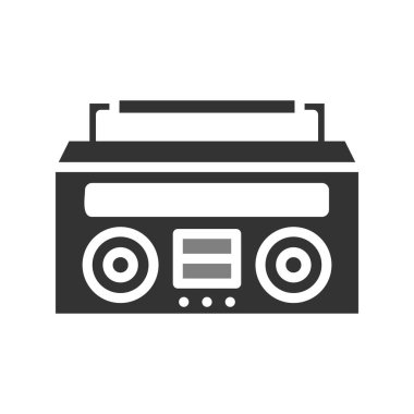 kaset ikonu. Web tasarımı için radyo vektör simgelerinin düz çizimi. Müzik Kutusu 