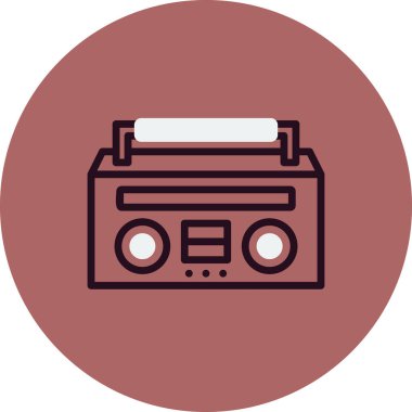 kaset ikonu. Web tasarımı için radyo vektör simgelerinin düz çizimi. Müzik Kutusu 