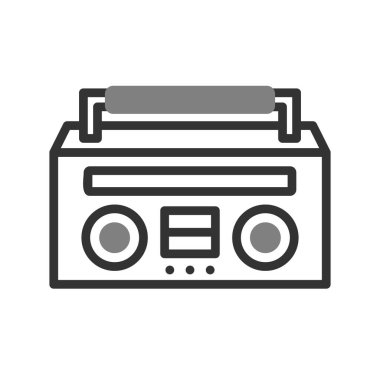 kaset ikonu. Web tasarımı için radyo vektör simgelerinin düz çizimi. Müzik Kutusu 