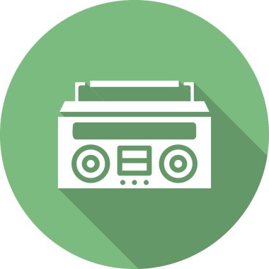 kaset ikonu. Web tasarımı için radyo vektör simgelerinin düz çizimi. Müzik Kutusu 
