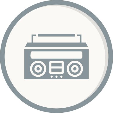 kaset ikonu. Web tasarımı için radyo vektör simgelerinin düz çizimi. Müzik Kutusu 