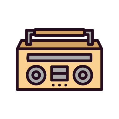 kaset ikonu. Web tasarımı için radyo vektör simgelerinin düz çizimi. Müzik Kutusu 