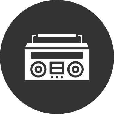 kaset ikonu. Web tasarımı için radyo vektör simgelerinin düz çizimi. Müzik Kutusu 