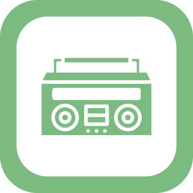 kaset ikonu. Web tasarımı için radyo vektör simgelerinin düz çizimi. Müzik Kutusu 