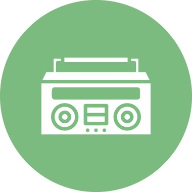 kaset ikonu. Web tasarımı için radyo vektör simgelerinin düz çizimi. Müzik Kutusu 