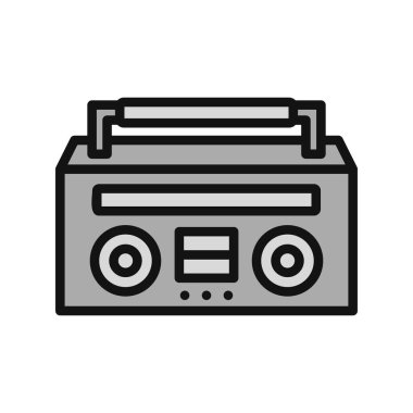 kaset ikonu. Web tasarımı için radyo vektör simgelerinin düz çizimi. Müzik Kutusu 