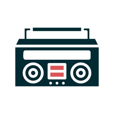 kaset ikonu. Web tasarımı için radyo vektör simgelerinin düz çizimi. Müzik Kutusu 