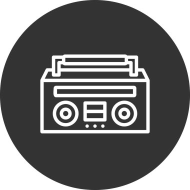 kaset ikonu. Web tasarımı için radyo vektör simgelerinin düz çizimi. Müzik Kutusu 