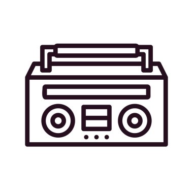 kaset ikonu. Web tasarımı için radyo vektör simgelerinin düz çizimi. Müzik Kutusu 