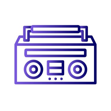 kaset ikonu. Web tasarımı için radyo vektör simgelerinin düz çizimi. Müzik Kutusu 