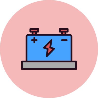 Batarya ikonu vektör çizimi. Araba aküsü