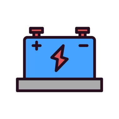 Batarya ikonu vektör çizimi. Araba aküsü