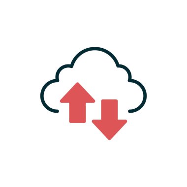 Bulut. Web simgesi basit bir illüstrasyon. Veri Aktarımı