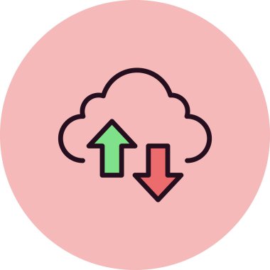 Bulut. Web simgesi basit bir illüstrasyon. Veri Aktarımı