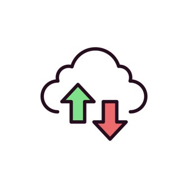 Bulut. Web simgesi basit bir illüstrasyon. Veri Aktarımı