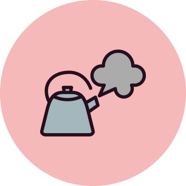 Çaydanlık. Basit bir çizim. Buharlı