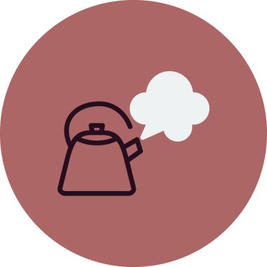 Çaydanlık. Basit bir çizim. Buharlı