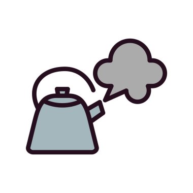 Çaydanlık. Basit bir çizim. Buharlı