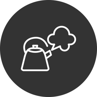 Çaydanlık. Basit bir çizim. Buharlı