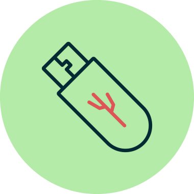 usb flash disk simge vektörü. İnce çizgi işareti. izole edilmiş sınır sembolü çizimi 