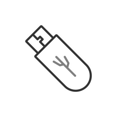 usb flash disk simge vektörü. İnce çizgi işareti. izole edilmiş sınır sembolü çizimi 