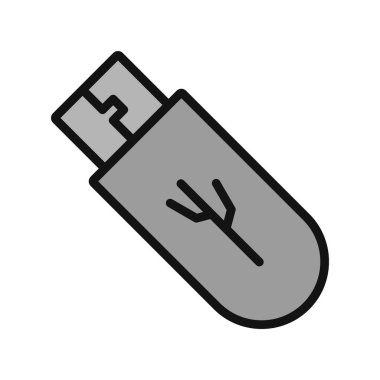 usb flash disk simge vektörü. İnce çizgi işareti. izole edilmiş sınır sembolü çizimi 