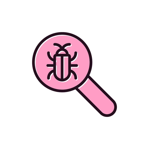 Magnifying Glass Virus Icon Vector Bug Search Sign Isolated Symbol — 스톡 벡터