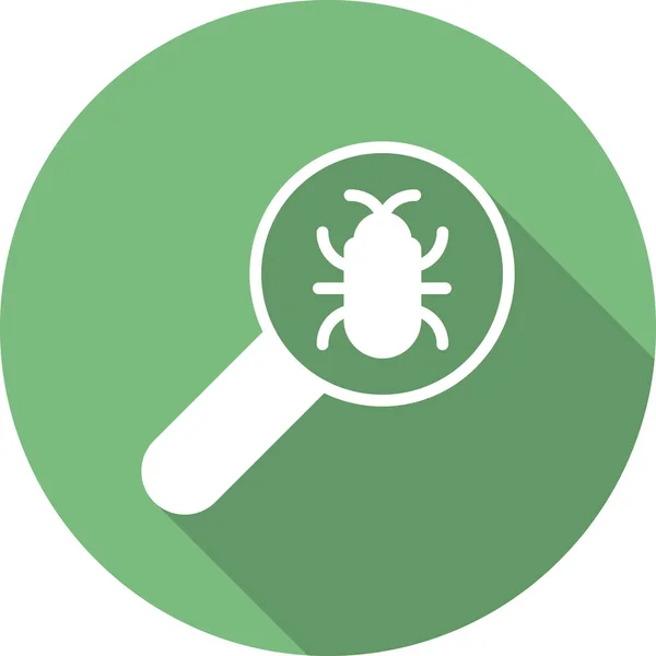 Vergrootglas Met Virus Icoon Vector Zoek Naar Insecten Geïsoleerde Symbool — Stockvector