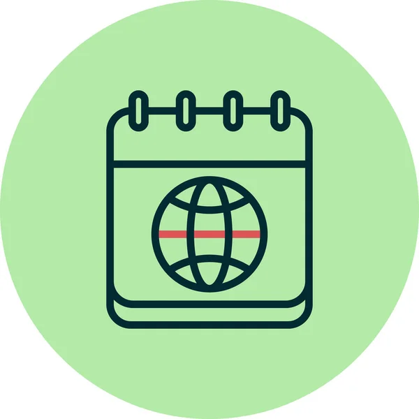 Vector Calendar Icon Flat Design Globe — Stock Vector