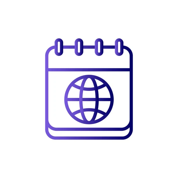 Vector Calendar Icon Flat Design Globe — Stock Vector