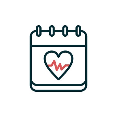 Takvim simgesi vektörü beyaz arkaplanda izole edildi, kalp şeffaf işareti. Toprak 