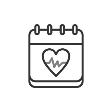 Takvim simgesi vektörü beyaz arkaplanda izole edildi, kalp şeffaf işareti. Toprak 