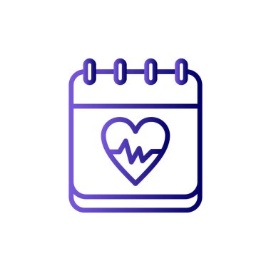 Takvim simgesi vektörü beyaz arkaplanda izole edildi, kalp şeffaf işareti. Toprak 