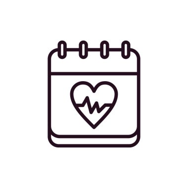 Takvim simgesi vektörü beyaz arkaplanda izole edildi, kalp şeffaf işareti. Toprak 