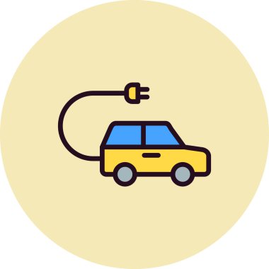 Elektrikli araba. Web simgesi basit illüstrasyon