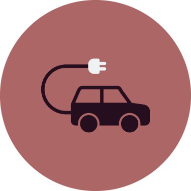 Elektrikli araba. Web simgesi basit illüstrasyon