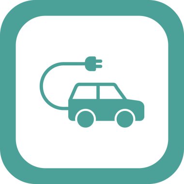 Elektrikli araba. Web simgesi basit illüstrasyon